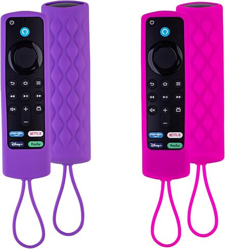 2 Pack Fire stick Remote Cover, Silicone Protective Case for FireTV Stick 3rd Gen 4K Streaming/4K Max Alexa Voice Amazon Smart TV 2021 Released Anti Slip Remote Sleeve (Purple not Glow +Rose not Glow) in Saudi Arabia