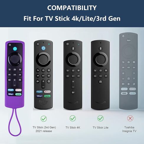 2 Pack Fire stick Remote Cover, Silicone Protective Case for FireTV Stick 3rd Gen 4K Streaming/4K Max Alexa Voice Amazon Smart TV 2021 Released Anti Slip Remote Sleeve (Purple not Glow +Rose not Glow) in Saudi Arabia
