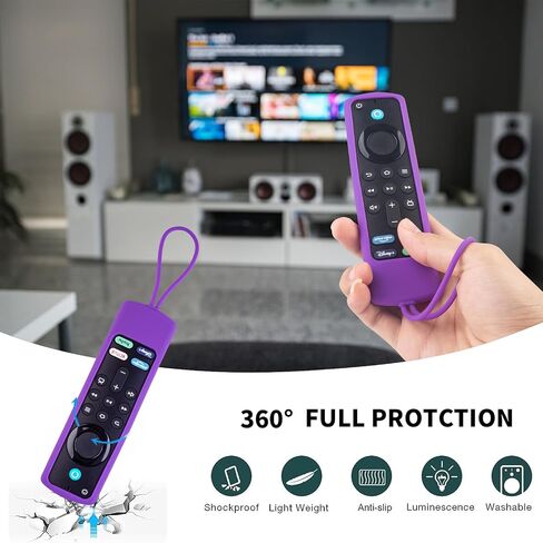 2 Pack Fire stick Remote Cover, Silicone Protective Case for FireTV Stick 3rd Gen 4K Streaming/4K Max Alexa Voice Amazon Smart TV 2021 Released Anti Slip Remote Sleeve (Purple not Glow +Rose not Glow) in Saudi Arabia