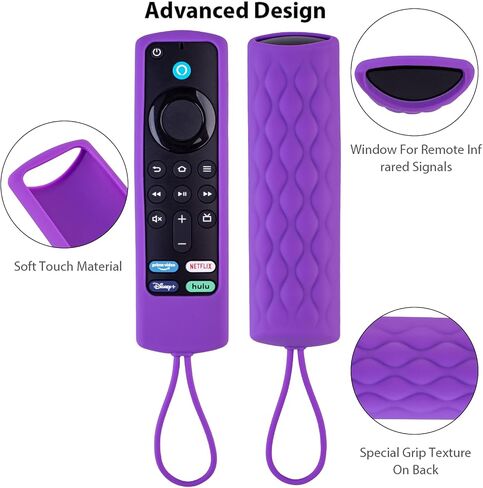 2 Pack Fire stick Remote Cover, Silicone Protective Case for FireTV Stick 3rd Gen 4K Streaming/4K Max Alexa Voice Amazon Smart TV 2021 Released Anti Slip Remote Sleeve (Purple not Glow +Rose not Glow) in Saudi Arabia