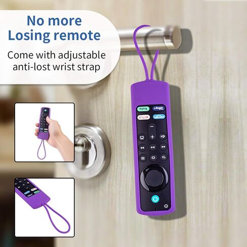 2 Pack Fire stick Remote Cover, Silicone Protective Case for FireTV Stick 3rd Gen 4K Streaming/4K Max Alexa Voice Amazon Smart TV 2021 Released Anti Slip Remote Sleeve (Purple not Glow +Rose not Glow) in Saudi Arabia
