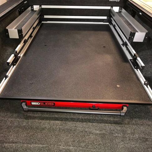 منظم سرير الشاحنة Bedslide Bedbin Side Kix، مرفقات صندوق التخزين، صندوقين لمساحة إضافية مقاس 7x44 بوصة على كل جانب، فضي in Kuwait