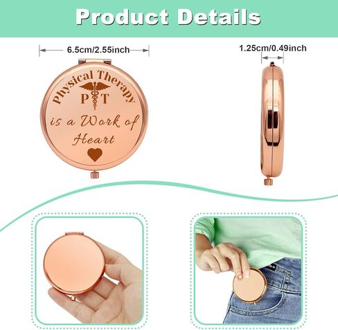 Physical Therapist Gifts PT Thank You Gifts Compact Makeup Mirror for PT Doctor Physical Therapy Appreciation Gift Physical Therapy Student Gifts Folding Makeup Mirror Birthday Retirement Gifts in Kuwait