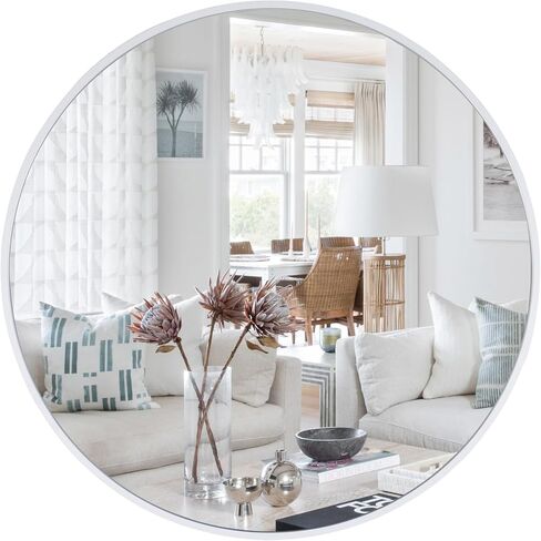 24 Inch Round Mirror, Black Round Mirror, Round Wall Mirror Aluminum Frame, Round Bathroom Mirror, Round Wall Mirror, Circle Mirrors for Wall, Living Room, Bedroom, Vanity, Entryway, Hallway in Saudi Arabia