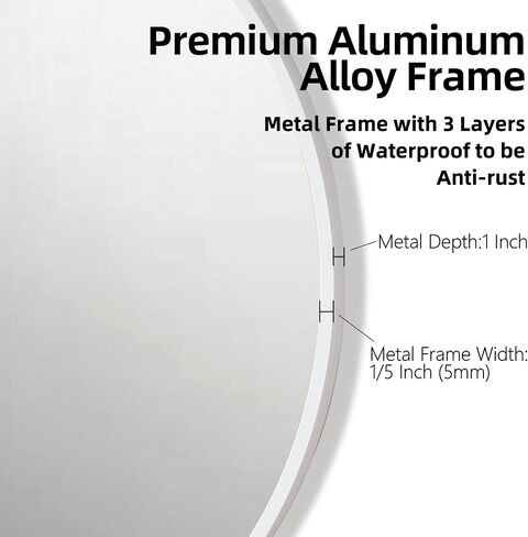 24 Inch Round Mirror, Black Round Mirror, Round Wall Mirror Aluminum Frame, Round Bathroom Mirror, Round Wall Mirror, Circle Mirrors for Wall, Living Room, Bedroom, Vanity, Entryway, Hallway in Saudi Arabia