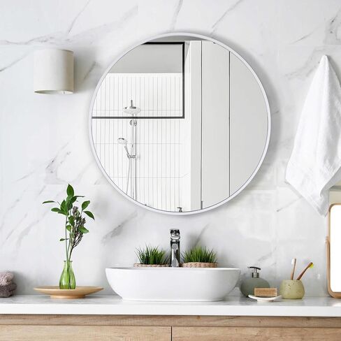 24 Inch Round Mirror, Black Round Mirror, Round Wall Mirror Aluminum Frame, Round Bathroom Mirror, Round Wall Mirror, Circle Mirrors for Wall, Living Room, Bedroom, Vanity, Entryway, Hallway in Saudi Arabia
