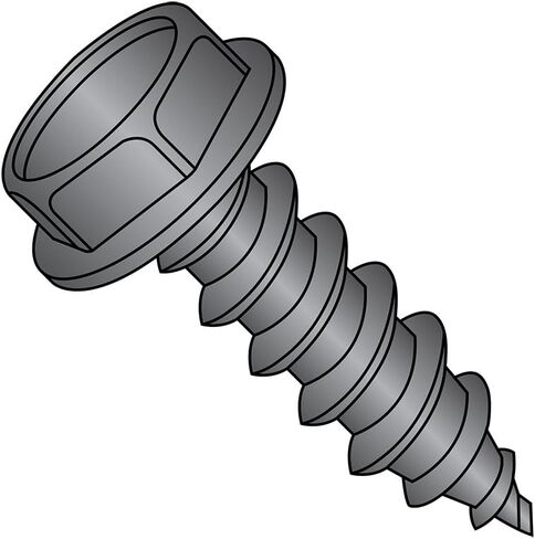 Small Parts 3112ABWB Steel Sheet Metal Screw, Black Oxide Finish, Hex Washer Head, Hex Drive, Type AB, 5/16"-12 Thread Size, 3/4" Length (Pack of 25) in Saudi Arabia