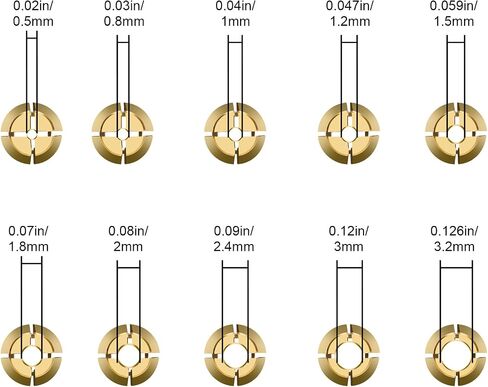 مجموعة أدوات حفر تشاك من SUNJOYCO، 15 قطعة 1/32 "إلى 1/8" استبدال كوليت نحاسي مع مجموعة أدوات صواميل مثقاب دوارة بدون مفتاح in Saudi Arabia