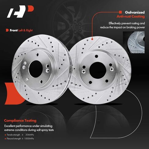 A-Premium 11.02 in (280mm) Front Drilled and Slotted Disc Brake Rotors + Ceramic Pads Kit Compatible with Select Hyundai and Kia Models - For Sportage/Sonata 05-10, Magentis/Optima 06-10, Tucson, Soul in Saudi Arabia