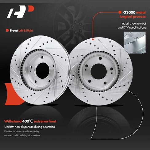 A-Premium 11.02 in (280mm) Front Drilled and Slotted Disc Brake Rotors + Ceramic Pads Kit Compatible with Select Hyundai and Kia Models - For Sportage/Sonata 05-10, Magentis/Optima 06-10, Tucson, Soul in Saudi Arabia