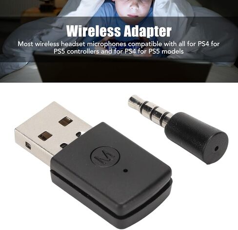 Adapter Receiver and Transmitter USB Adapter, Wireless Dongle for PS4, Long Range Transmission, USB Adapter, 3.5mm Plug, Wireless, Compatible withHeadset Microphones in Saudi Arabia