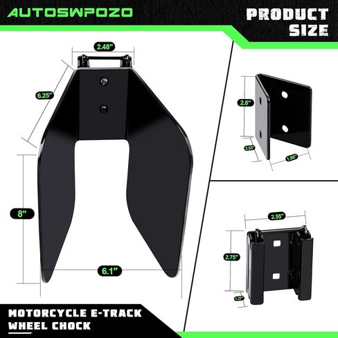 Motorcycle E-Track Wheel Chock, Mount Motorcycle, Bike and Dirt Bike in Enclosed Trailers, Trucks, and Warehouse with E-Track, Fit Tires up to 6" Wide, E Track Accessories, 1 Pack (Black) in Saudi Arabia