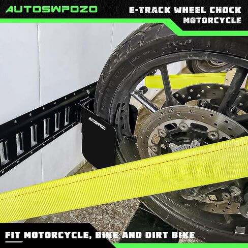 Motorcycle E-Track Wheel Chock, Mount Motorcycle, Bike and Dirt Bike in Enclosed Trailers, Trucks, and Warehouse with E-Track, Fit Tires up to 6" Wide, E Track Accessories, 1 Pack (Black) in Saudi Arabia