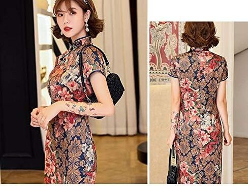 Qipao Dress Knee Length Cheongsam for Women Traditional Chinese Dresses Fashion Medium in Saudi Arabia