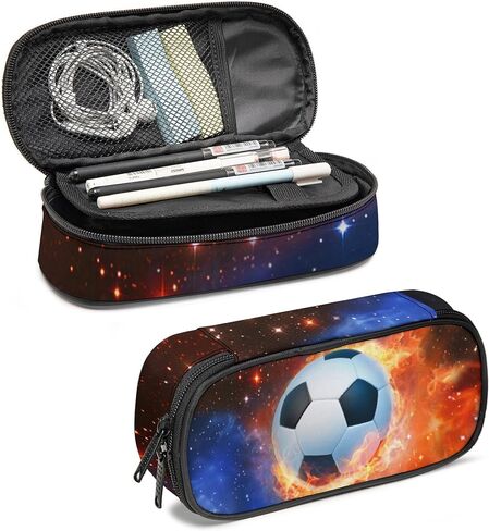Soccer Pencil Case, Cool Pencil Box for Boys Girls Kids, Large Capacity Pencil Pen Bag with Zipper, Multifunction Pencil Pouch for School Student Teen in Saudi Arabia