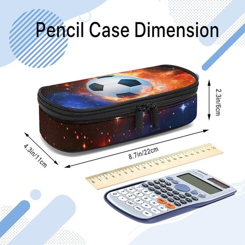 Soccer Pencil Case, Cool Pencil Box for Boys Girls Kids, Large Capacity Pencil Pen Bag with Zipper, Multifunction Pencil Pouch for School Student Teen in Saudi Arabia