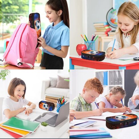 Soccer Pencil Case, Cool Pencil Box for Boys Girls Kids, Large Capacity Pencil Pen Bag with Zipper, Multifunction Pencil Pouch for School Student Teen in Saudi Arabia