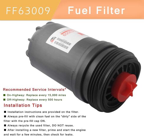 FF63009 Fuel Filter Replacement for Cummins 5303743 B/L Series B6.7 ISB6.7 QSB6.7 ISL8.9 ISL9 QSL9 Diesel Engine,Replaces FF63008 Element FH22168 in Saudi Arabia
