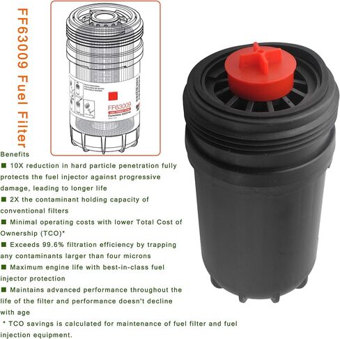 FF63009 Fuel Filter Replacement for Cummins 5303743 B/L Series B6.7 ISB6.7 QSB6.7 ISL8.9 ISL9 QSL9 Diesel Engine,Replaces FF63008 Element FH22168 in Saudi Arabia