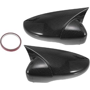X AUTOHAUX Pair Car Rear View Driver Passenger Side Mirror Cover Cap Overlay Black Carbon Fiber for Volkswagen Golf 2009-2013 Mirror Guard Covers Exterior Trims