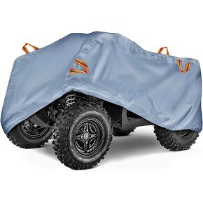 4-Wheelerler Covers, Quad ATV Covers Waterproof Outdoor Heavy Duty, Ideal for ATVs from Polaris, Yamaha, Honda, Suzuki, and Kawasaki. Reversible. Grey/Silver. [Adult Wide Body]