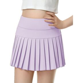 Girls Pleated Tennis Skirts with Shorts Athletic Skirt with Side Pocket High Waist Active Skort for Girls Kids Teen