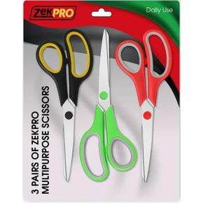 3 Pack All Purpose Scissors [Ultra Sharp] 8" Craft Scissors - Heavy Duty Sharp Blade - Bulk Sewing Scissor for Office, Fabric and School [Right Handed]