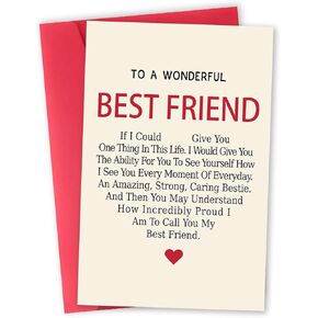 Funny Best Friend Birthday Card for Women Men, Happy Birthday Gifts for Best Friend Bestie, Sweet Friendship Thank you Card for Him Her
