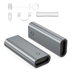 AGVEE 2 Pack Charging Adapter for Apple Pencil 1st Generation, Female to Female Connector Charger Coupler Enables Apple Pencil 1st Gen Match iPad 10, Silver