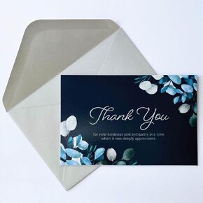 CARDAMONOLY Thank You Cards with Envelopes Funeral - Sympathy Cards with Envelopes with Blue Dove for Celebration of Life, Memorial Books, Bereavement, Acknowledgement - 6 x 4.25 - Pack of 25