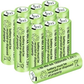12PCS 1.2V 1800mAh Ni-MH AA Rechargeable Battery for Wireless Microphones, Electric Toys, Remote Mice, Calculators, Razors, Keyboards (12PCS Battery)