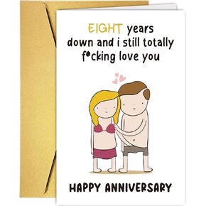 Funny Two Years Anniversary Card Gift For Couple Husband Wife, Lovely 2 Year Gifts Anniversary for Her Him, Naughty Two Years Old Anniversary for Boyfriend Girlfriend