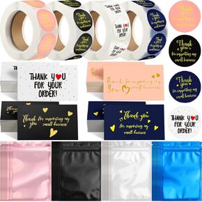 2280 Pcs Easter Thank You Cards and Stickers Small Business Packaging Supplies Bracelet Jewelry Gloss Thank You for Supporting My Small Business Stuff Essentials(Black, White, Gold, Pink)