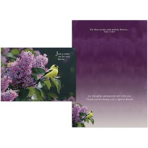 Goldfinch and Lilac 1 Count Religious Thinking of You Greeting Card, King James Version Scripture
