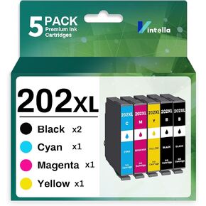 202XL Remanufactured Ink Cartridge Replacement for Epson 202XL Ink Cartridges Multipack 202XL T202 T202XL for Expression Home XP-5100 Workforce WF-2860 Printer (5 Pack)