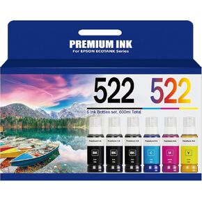 522 Ink Refill Bottles Replace Epson 522 Ink for Epson EcoTank ET-2400, ET-2803, ET-4800, ET-2800, ET-2840, ET-4810, ET-4700, Epson EcoTank ET-2720（BK C M Y, 385ml） in Kuwait