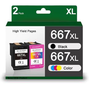 667XL Black and Color Replacement for HP 667 XL 667 Ink Cartridges for Deskjet Ink Advantage 1275 2375 2775, Deskjet Ink Advantage Plus 6075 6475 6476 (2 Pack)