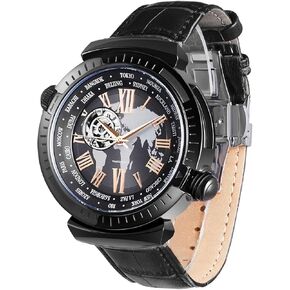 Automatic Watches for Men, Leather Strap Mechanical Watch, Water Resistant Skeleton Watch, Self Winding Watches for Men (No Battery Needed)