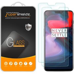 (2 Pack) Supershieldz Designed for OnePlus 6 Tempered Glass Screen Protector, 0.28mm, Anti Scratch, Bubble Free
