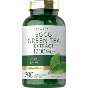 Carlyle EGCG Green Tea Extract Supplement | 1200mg | 200 Capsules | Non-GMO and Gluten Free
