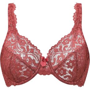 MELENECA Women's Full Coverage No Padding Plus Size Lace Underwire Bra