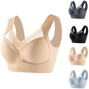 Wmbra Bra,Womens Seamless Wirefree Push Up Bra U-Shaped Back Thin Comfort Breathable Everyday Bras Plus Size