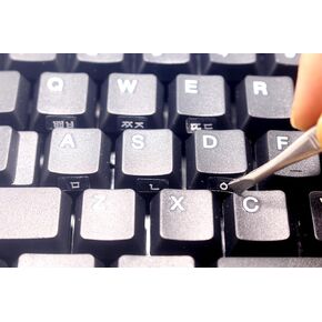 1PCS Universal Full English Keyboard Side Stickers for OEM Height Mechanical, Computer Desktop Keyboards, Side Keyboard Replacement Stickers with Transparent Background & White Lettering