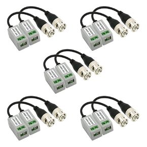 4 Pairs 4K 8MP HD Passive Video Balun Connectors, CCTV BNC Passive Video Balun Transceiver for BNC Male Cable via CAT5/5E/6 Twisted Pair Transmitter CCTV Camera System (4 Pairs, Screw Type)