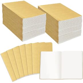 48 Pack Unlined Kraft Notebooks, Soft Cover Sewn Diary Memo Pad for Travelers, Students and Doodlers, (48 pages, 4" x 5.7")