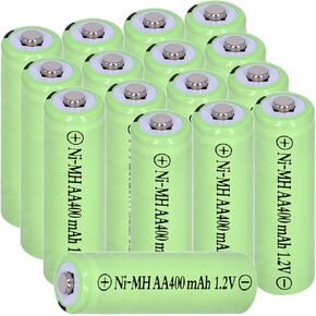 16 Packs Solar Lights AA Batteries 1.2Vots 400mah Ni-MH Rechargeable Double A Solar Battery for Outdoor Solar Lights, String Lights, Pathway Lights