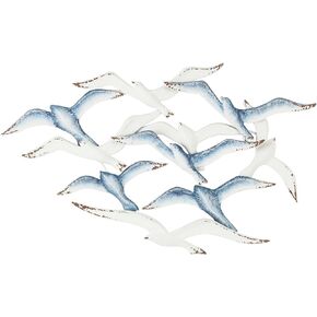 Deco 79 Metal Bird Home Wall Decor Wall Sculpture with Brown Distressed Accents, Wall Art 38" x 2" x 23", Blue