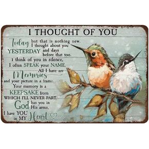 Rustic Retro Metal Tin Sign I Thought of You Today Print Anniversary Birthday Christmas Housewarming Gift, Wall Art Decor, Home Decor Vintage Wall Home Decor 8x12 Inch