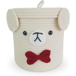 Duck Woven Basket with lid, Baby laundry Basket, Storage Basket for Nursery Gift, Dog Toy Storage Bins for Toy Organizer, Cotton Rope Basket Decorative Gift in Living Room, Toy Storage Basket