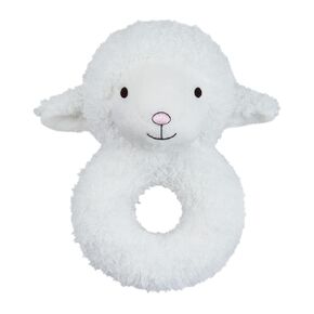 Baby Lamb Soft Rattle Toy, Sheep Plush Infant Shaker Rattle Easy-Grasp Stuffed Animal Toy, Birthday Gifts for Babies Toddlers Boys Girls, Ages Newborn +, White，5.5"